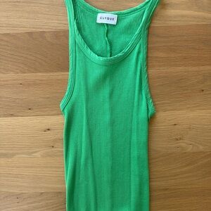Clyque Green Fitted Ribbed Tank Top Bodysuit
